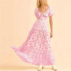 Damen Maxikleid mit blumigem Design und hochwertigen Puffärmeln R&B