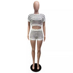 Damen Crop-Top und Shorts Set mit grafischem Muster R&B