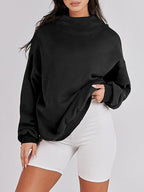 Damen lässiger Oversized Pullover mit schmalem Bund R&B