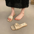 Damen modische Sandalen mit dekorativem Schleifenakzent und rutschfester Sohle R&B