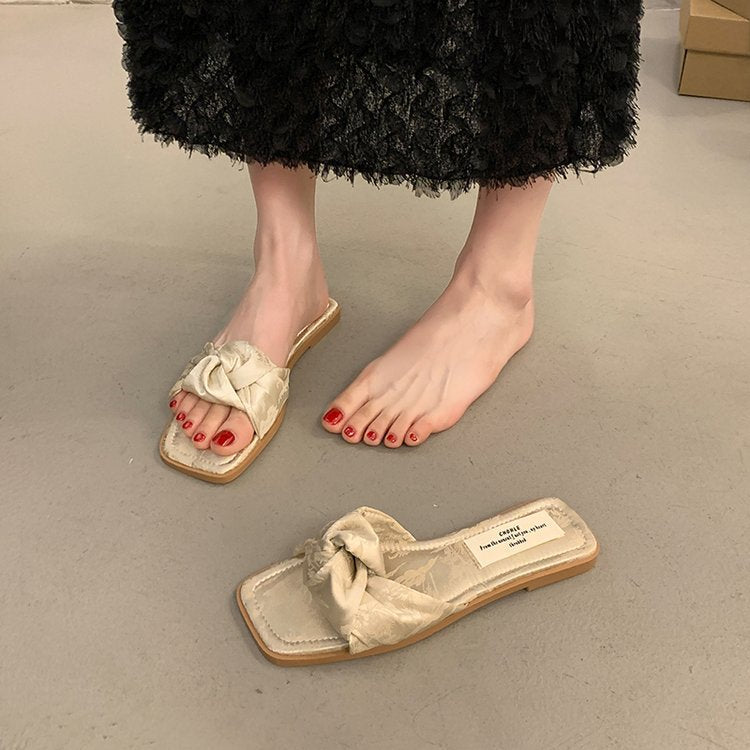 Damen modische Sandalen mit dekorativem Schleifenakzent und rutschfester Sohle R&B