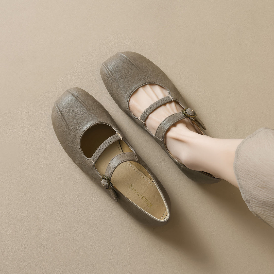 Damen Ballerinas mit eleganter Schnalle und hochwertigem Leder R&B