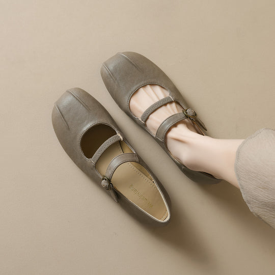 Damen Ballerinas mit eleganter Schnalle und hochwertigem Leder R&B