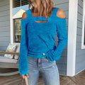 Damen modisches Longsleeve-Top mit Cut-Out-Details und Schulterfreiem Design R&B