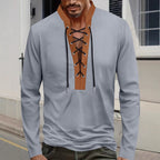 Herren modisches Langarmshirt mit Schnürung R&B