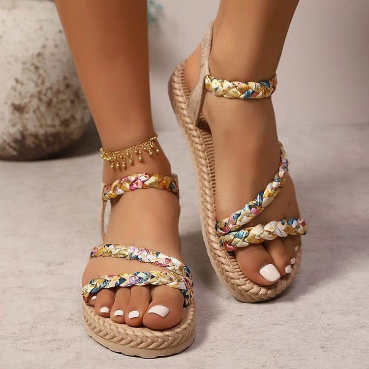 Damen Bunte geflochtene Sandalen R&B