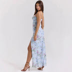 Damen Maxikleid mit floralen Mustern und Seitenschlitz R&B