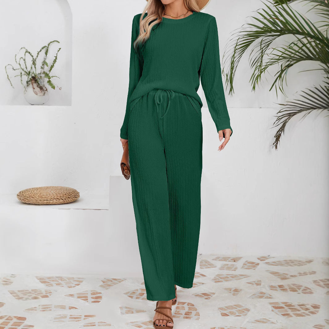 Damen Lässiges Lounge-Set aus leichtem Rippmaterial mit elastischem Bund R&B