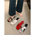 Damen Mules im modernen Metallic-Look mit verziertem Riemendesign R&B