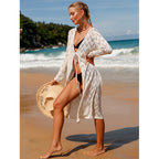 Damen eleganter Häkel-Strandkimono im Boho-Stil mit tiefem V-Ausschnitt R&B