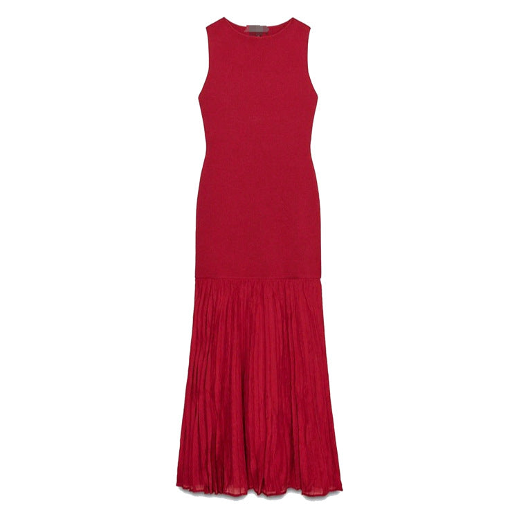Damen ärmelloses Maxikleid mit elegantem Rüschensaum