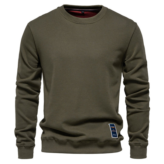 Herren nan klassisches Rundhals-Sweatshirt aus schwerer Baumwollmischung mit angerauter Innenseite und gerippten Bündchen R&B