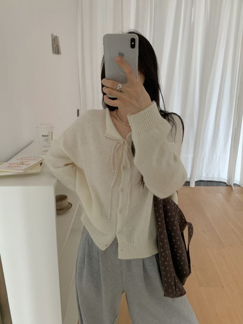Damen Verspielte Strickjacke mit Schleifenverzierung R&B