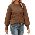 Damen Strickpullover mit 3D-Pünktchen