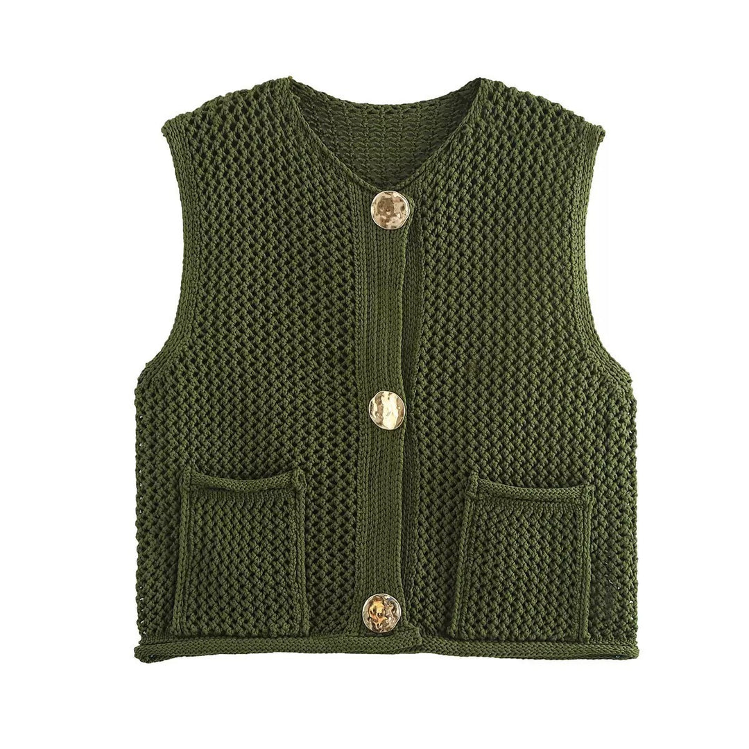 Damen Strickweste mit Knopfdetails und praktischen Taschen R&B
