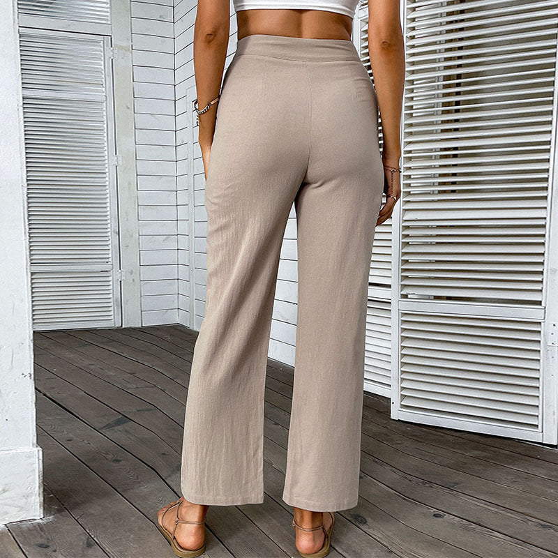 Damen lässige Palazzo-Hose mit hochgeschnittenem Taillenbund und eleganten Falten R&B