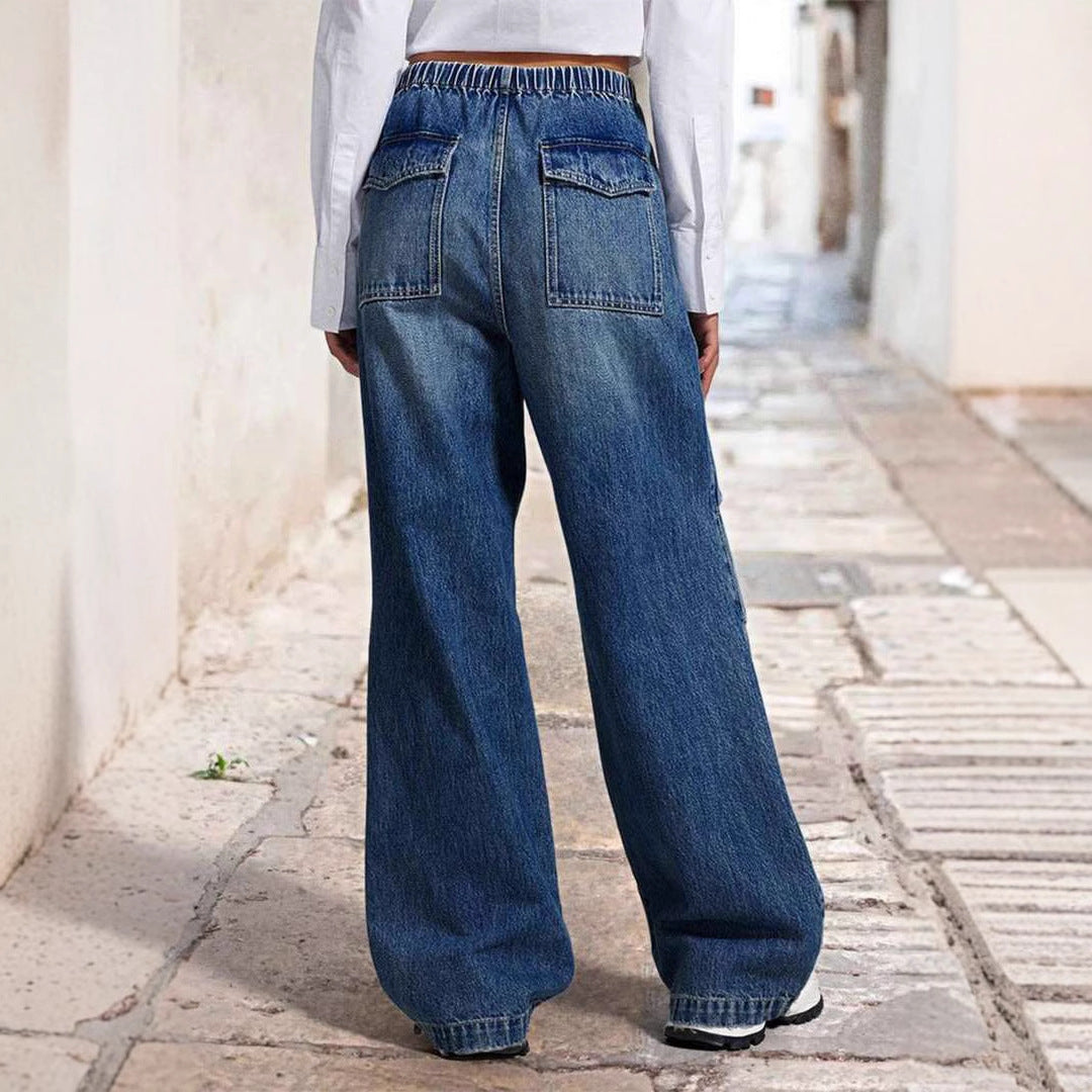 Damen Weit geschnittene Jeanshose mit elastischem Bund R&B