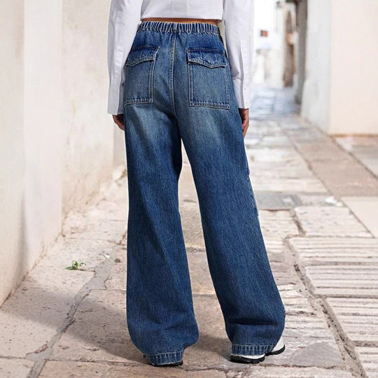 Damen Weit geschnittene Jeanshose mit elastischem Bund R&B
