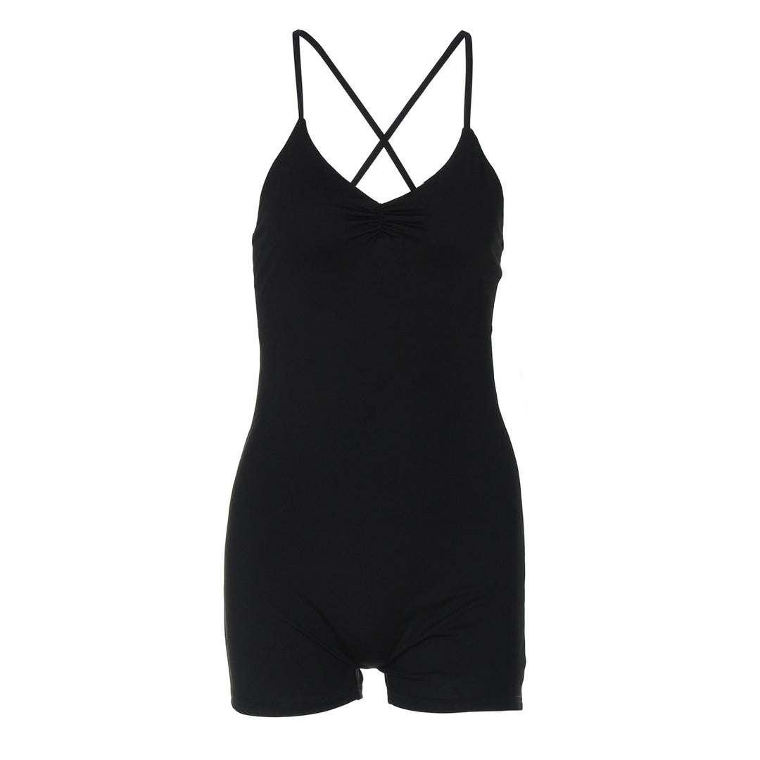Damen Bodycon Einteiler mit gekreuztem Träger R&B