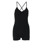 Damen Bodycon Einteiler mit gekreuztem Träger R&B