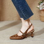 Damen Slingback-Pumps mit verstellbarem Riemen und edler Schnallenapplikation