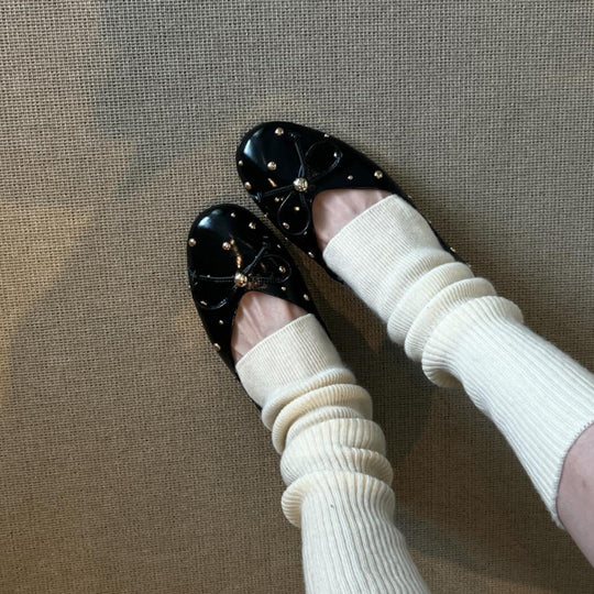 Damen Ballerinas mit modischem Schleifendesign und dekorativem Perlenbesatz R&B