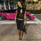 Damen Transparentes Spitzenoberteil mit Knotendetail R&B