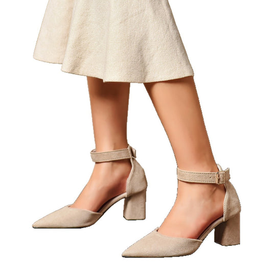 Damen elegante Slingback-Pumps mit hohem Blockabsatz R&B