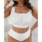 Damen Hochtailliertes Bikiniset mit Rüschendetails R&B