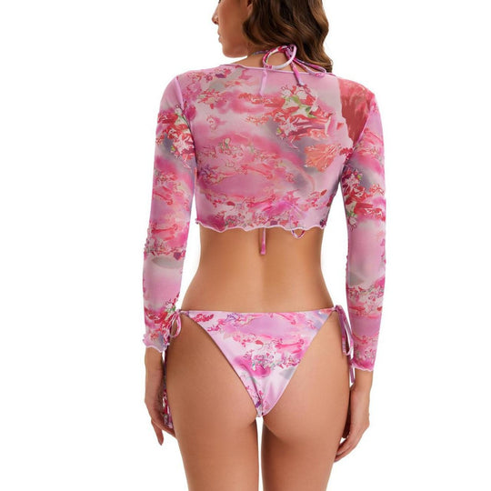 Damen Sportlicher Longsleeve Bikini-Set R&B