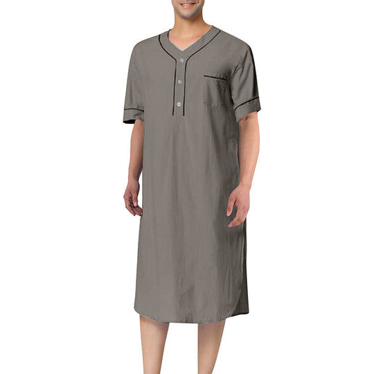 Damen Kurzarm-Kleid mit modernem Stehkragen und praktischer Knopfleiste R&B