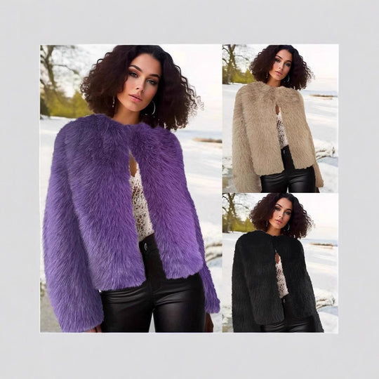 Damen flauschige Shortjacke R&B