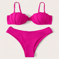 Damen Bikini-Set mit Schalen-Oberteil und hochgeschnittenem Unterteil
