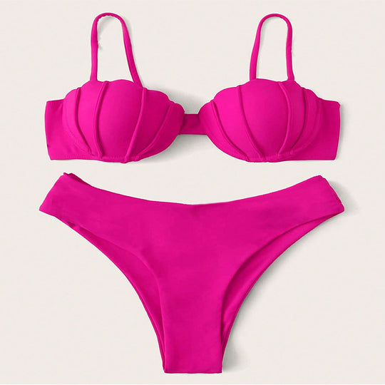 Damen Bikini-Set mit Schalen-Oberteil und hochgeschnittenem Unterteil R&B