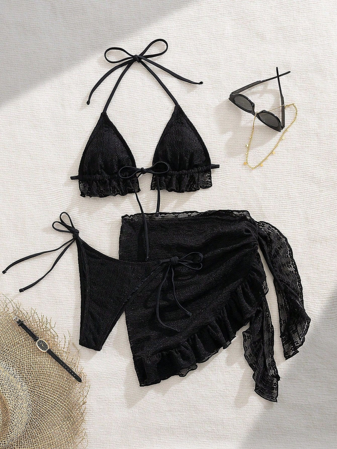 Damen Bikini-Set mit raffinierten Rüschendetails und elegantem Wickelrock R&B