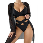 Damen Einteiler Badeanzug mit transparentem Cover-Up und modernem Schnitt R&B