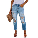 Damen Hohe Taillierte Ripped Jeans im modernen Straight-Leg Schnitt R&B