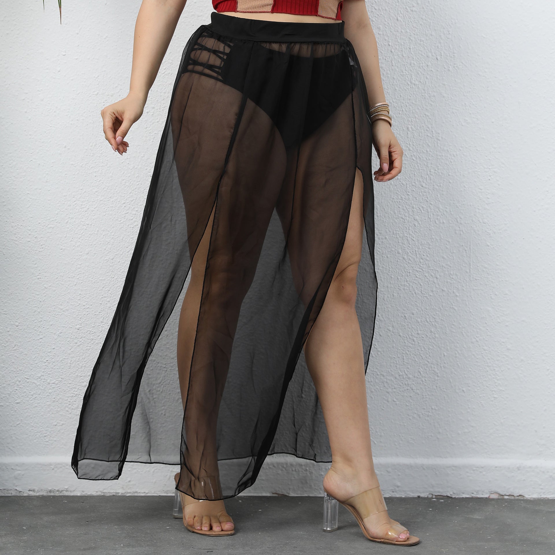 Damen transparenter Maxirock R&B