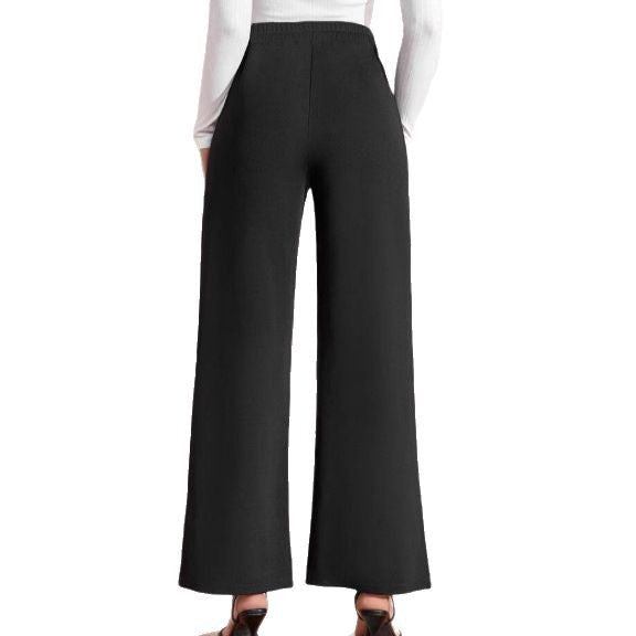 Damen Hochwaisted Weite Hose mit dekorativen Knöpfen R&B