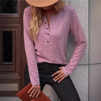 Damen Bequemes Langarmshirt mit Knopfdetail R&B