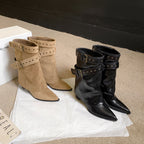 Damen Stiefeletten mit modischem Riemen und elegantem Blockabsatz