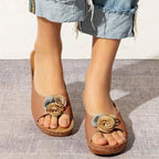 Damen Wedge-Pantoletten mit floralen Akzenten und gepolsterter Sohle R&B