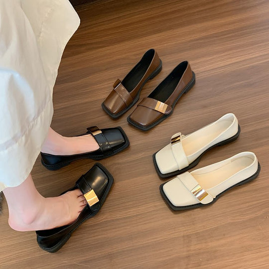 Damen elegante Ballerinas mit schickem Riemen und komfortablem Blockabsatz R&B