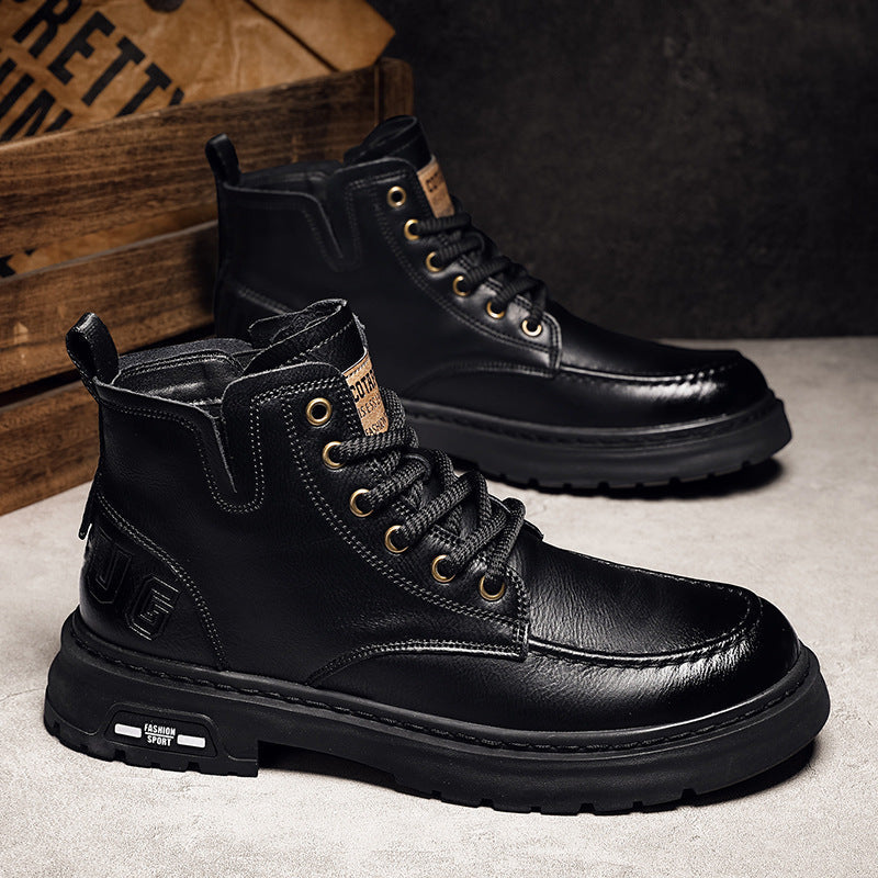 Herren robuste Lederboots mit rutschfester Sohle R&B