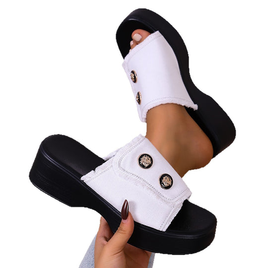 Damen Modische Clogs mit Kunstfellbesatz und dicker Sohle R&B