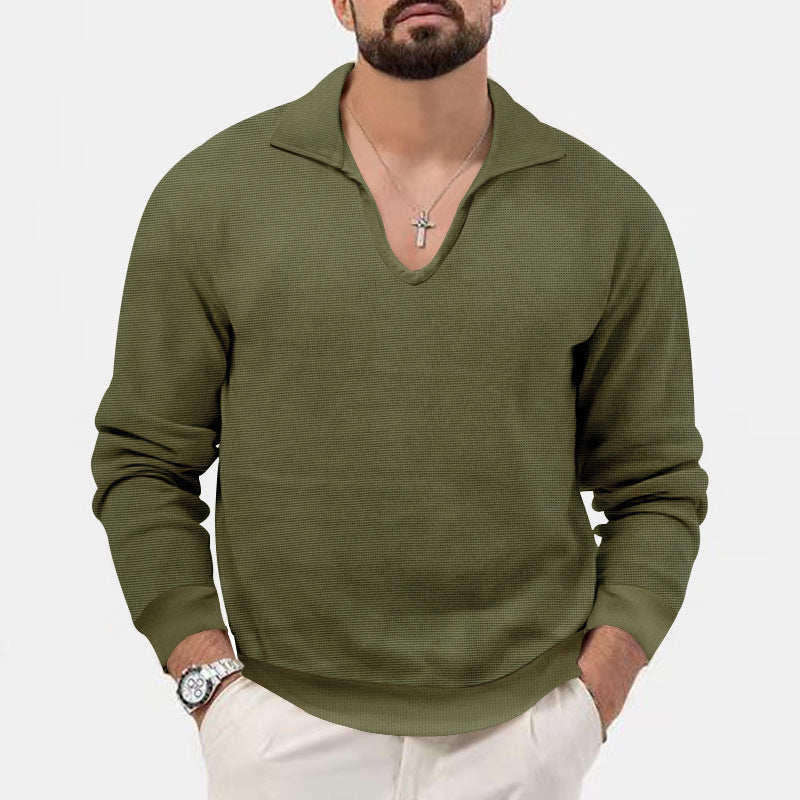 Herren eleganter Pullover mit V-Ausschnitt und strukturiertem Design R&B