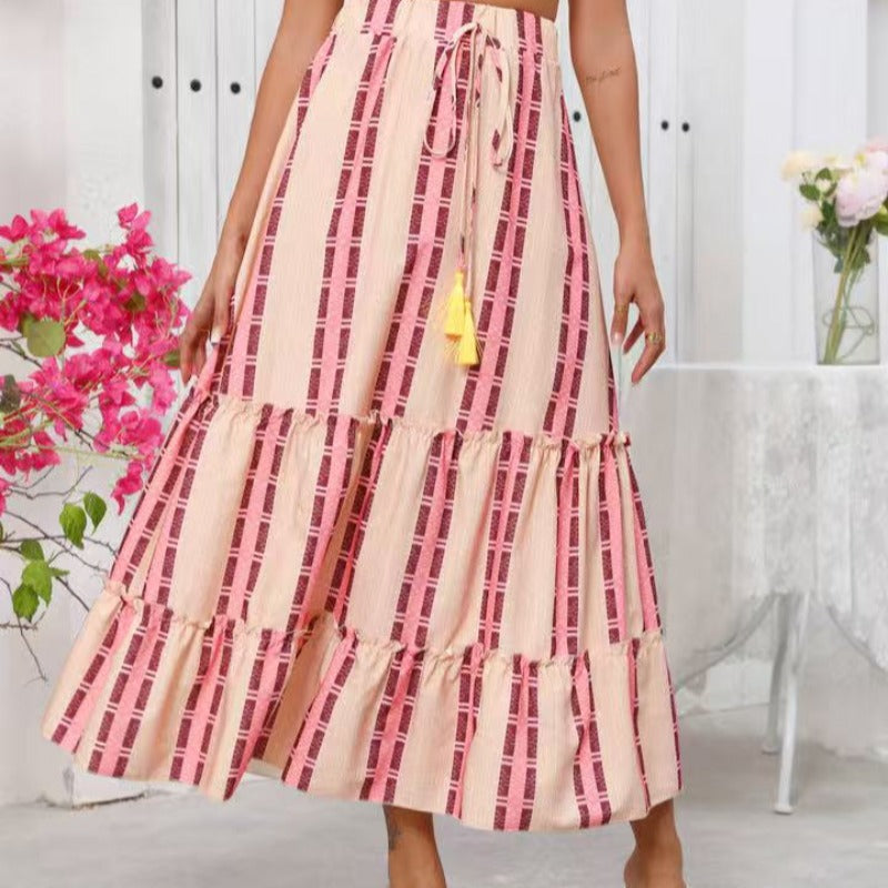 Damen Maxi-Rock mit voluminösen Rüschendetails und knöchellanger Passform R&B