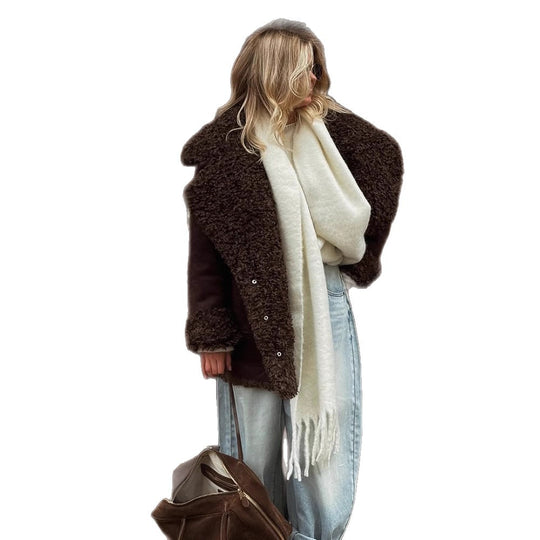 Damen Übergangsjacke mit voluminösem Kunstfellkragen R&B