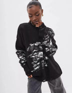 Damen grob gestrickter Oversized-Pullover mit einzigartiger Transparenzstruktur und modernen Akzenten R&B