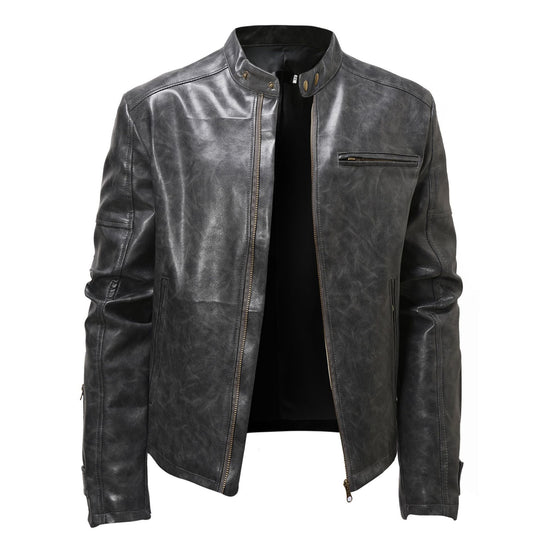 Herren Lederjacke mit Stehkragen
